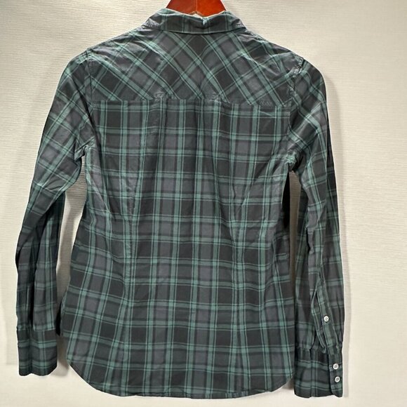J Crew Perfect Shirt Women 2 Green Plaid Cotton Long Sleeve Button Up Blouse - Picture 6 of 6